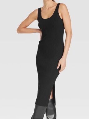 a new day Black Sweater Midi Dress with Slit